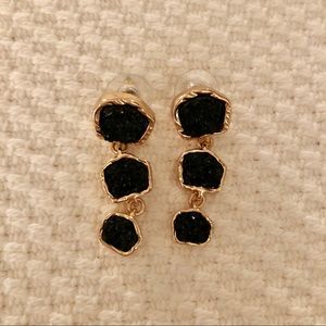 SUGARFIX by BaubleBar Black Druzy Drop Earrings